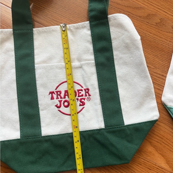 NWT Trader Joe’s 2 Canvas Mini Tote Bags - Green and Teal - Picture 11 of 11